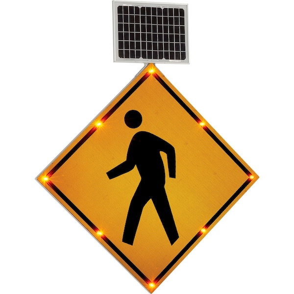 Global Industrial Solar Powered Flashing LED Pedestrian Crossing Sign, Diamond 708313 - main